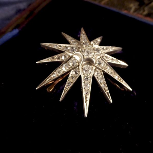 Antique Victorian Diamond Star Brooch Pendant and Hair Pin