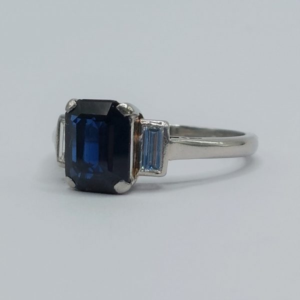 Art Deco Antique Sapphire and Diamond Engagement Ring