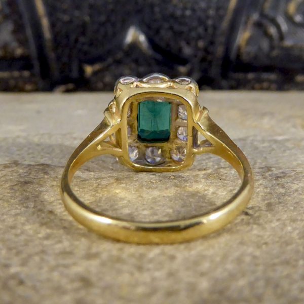 Contemporary Edwardian Style 1.00ct Emerald and Diamond Cluster Ring