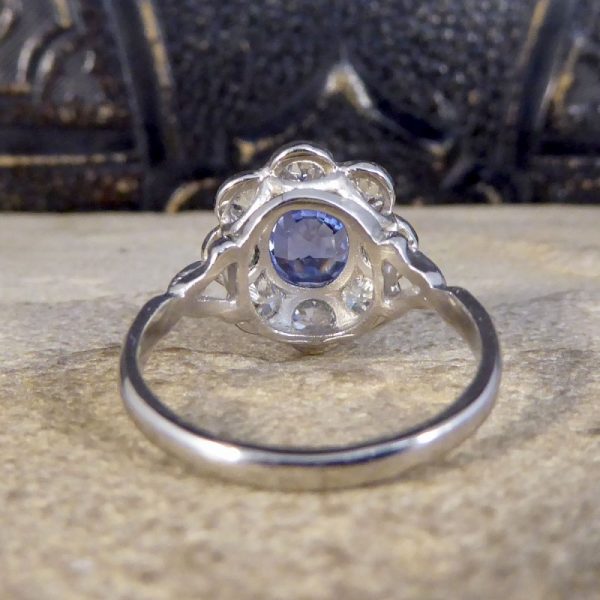 Contemporary Edwardian Style 2.30ct Sapphire and Diamond Cluster Ring