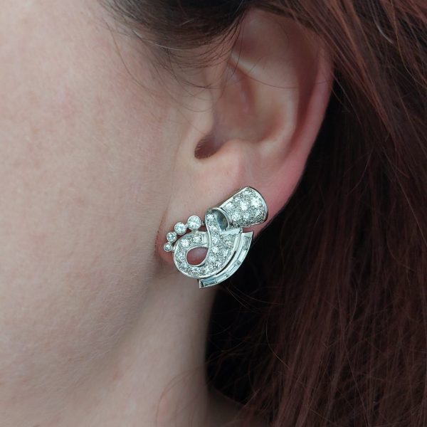 Diamond Clip Earrings 2.40 carat total