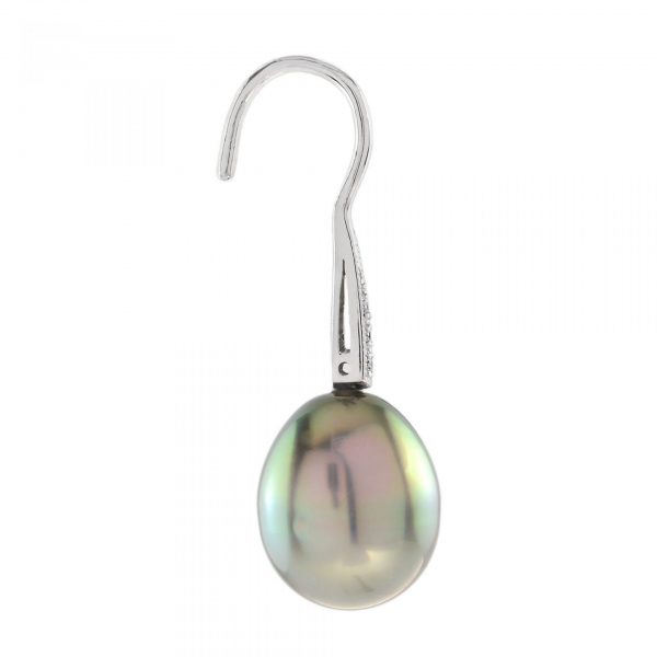 Silver Grey South Sea Pearl and Diamond Drop Earrings