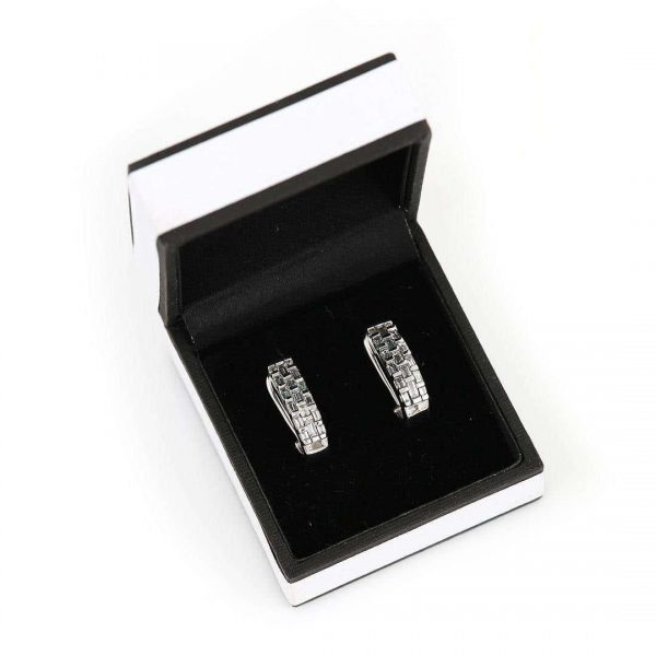 Contemporary 18ct White Gold Baguette Cut Diamond Hoop Earrings