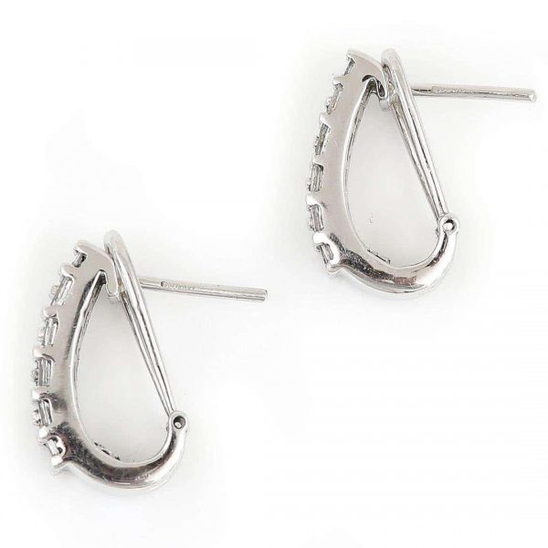 Contemporary 18ct White Gold Baguette Cut Diamond Hoop Earrings