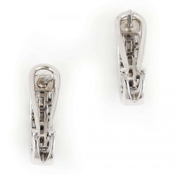 Contemporary 18ct White Gold Baguette Cut Diamond Hoop Earrings