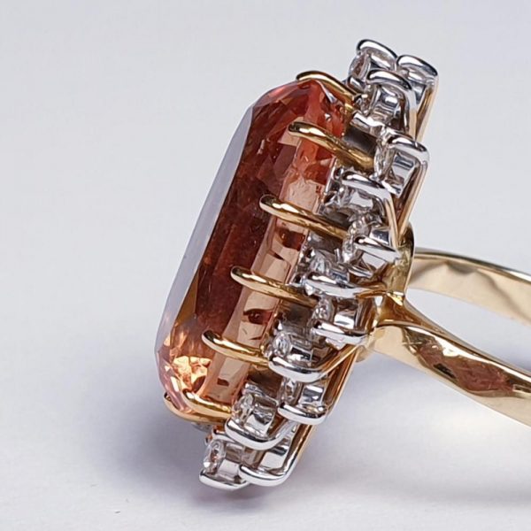 Imperial Golden Topaz and Diamond Cluster Ring