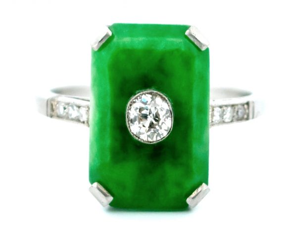 Jade and diamond ring