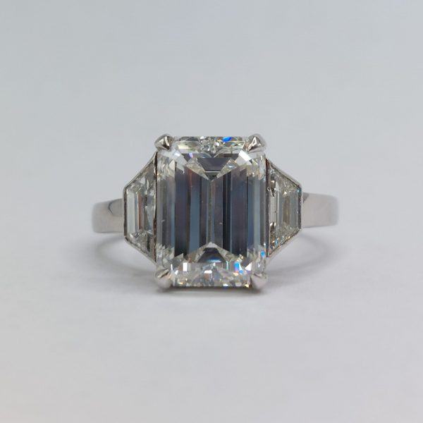 Modern 4.01ct Emerald Cut Diamond Ring