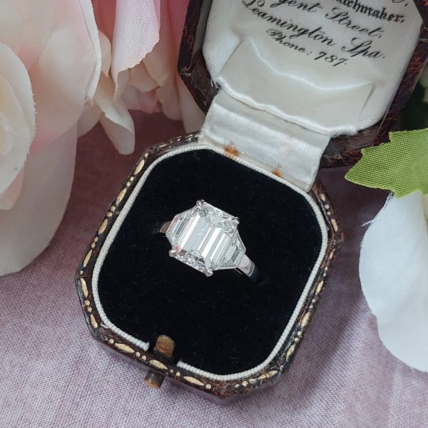 Modern 4.01ct Emerald Cut Diamond Ring