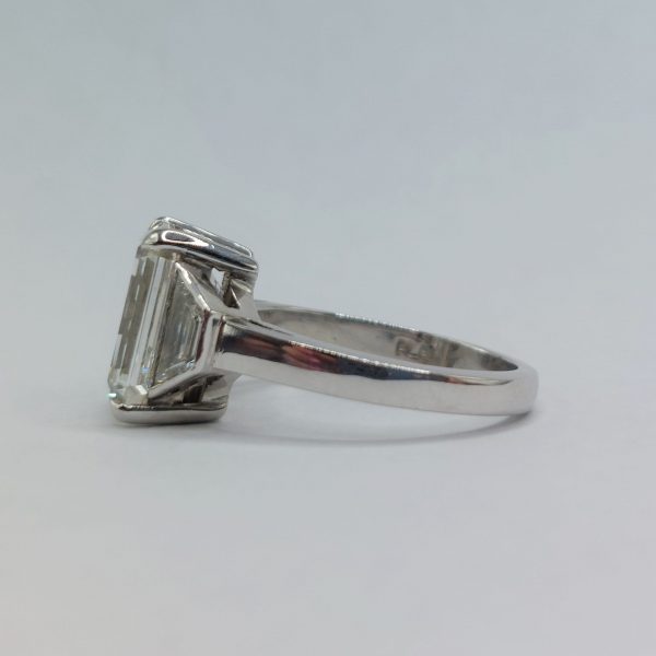 Modern 4.01ct Emerald Cut Diamond Ring