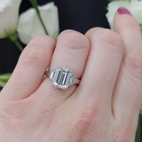 Modern 4.01ct Emerald Cut Diamond Ring