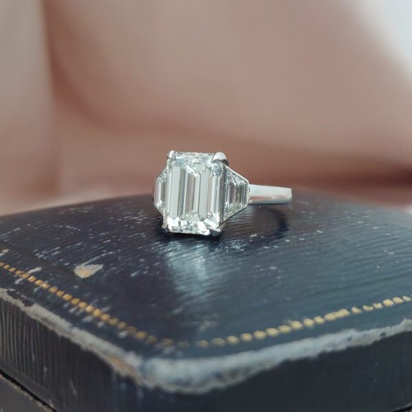 Modern 4.01ct Emerald Cut Diamond Ring