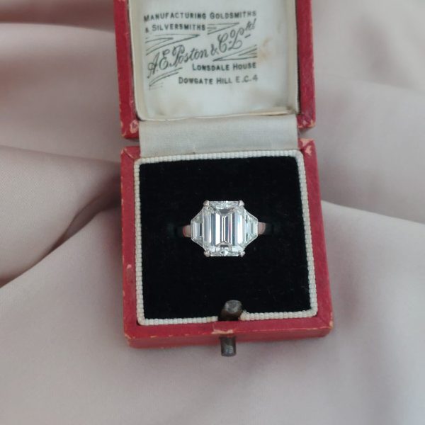 Modern 4.01ct Emerald Cut Diamond Ring