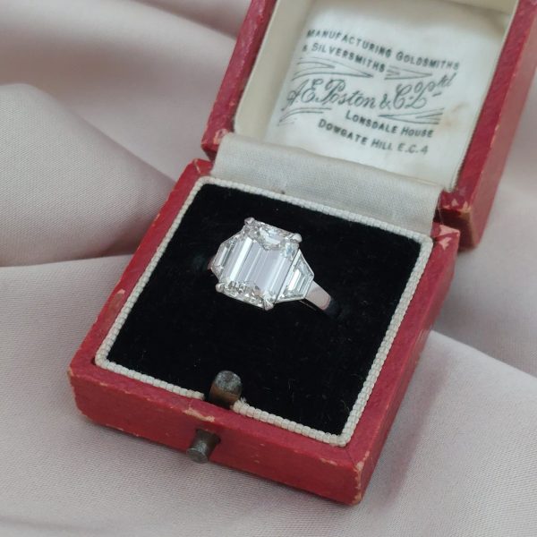 Modern 4.01ct Emerald Cut Diamond Ring