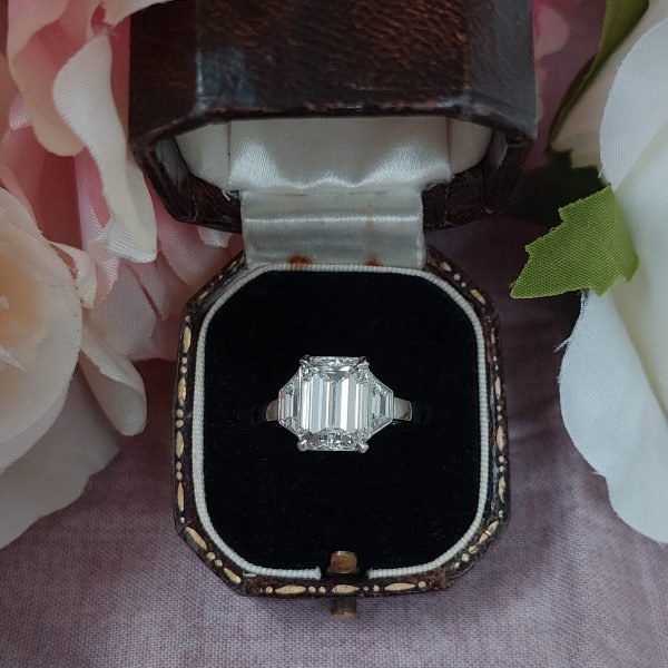 Modern 4.01ct Emerald Cut Diamond Ring