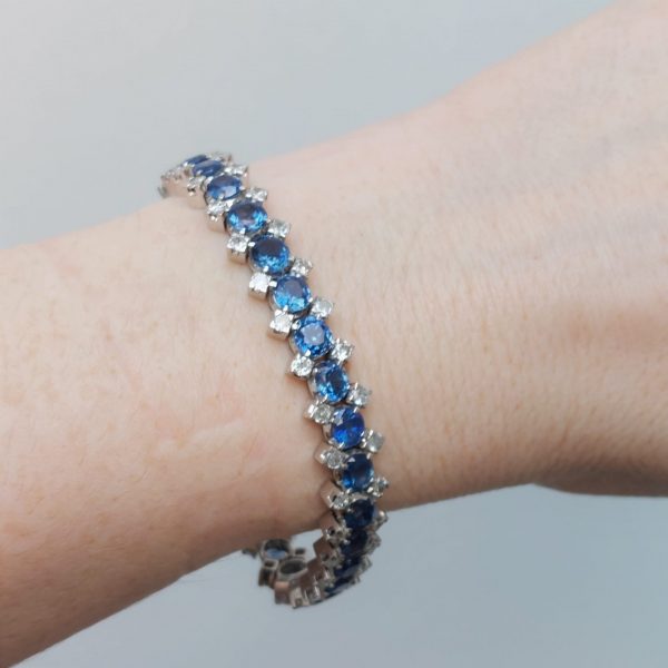 Vintage 13ct Sapphire and Diamond Line Bracelet 2