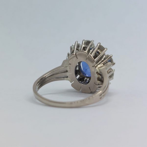 Vintage 4ct Sapphire and Diamond Cluster Ring