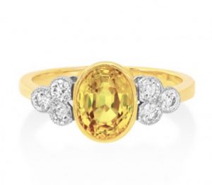 Yellow Sapphire and Diamond Engagement Ring, 1.82 carats