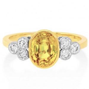 Yellow Sapphire and Diamond Engagement Ring, 1.82 carats