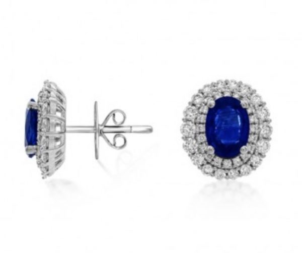 sapphire and diamond cluster earrings
