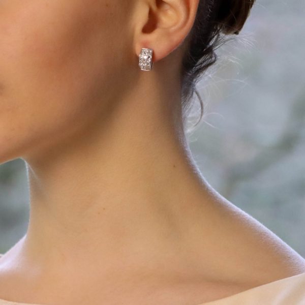 2.58ct Princess Cut Diamond Hoop Earrings in 18ct White Gold