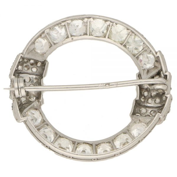 Art Deco Openwork Diamond and Platinum Brooch 5.25cts