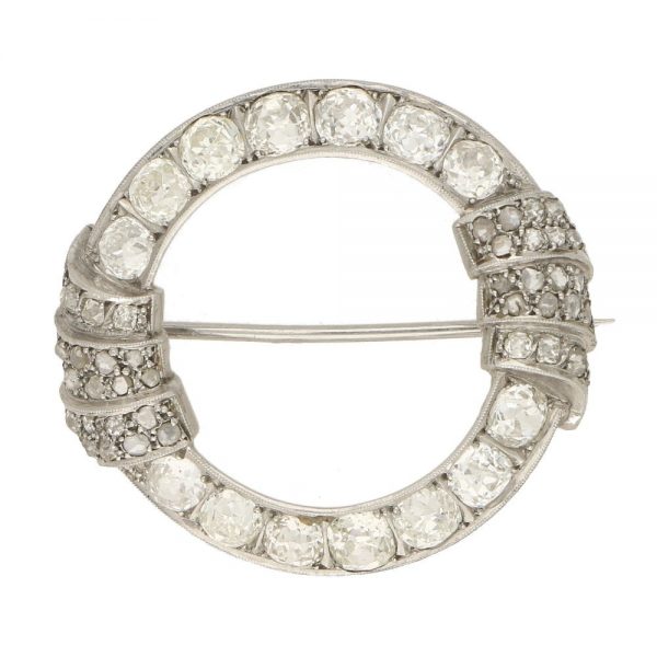 Art Deco Openwork Diamond and Platinum Brooch 5.25cts