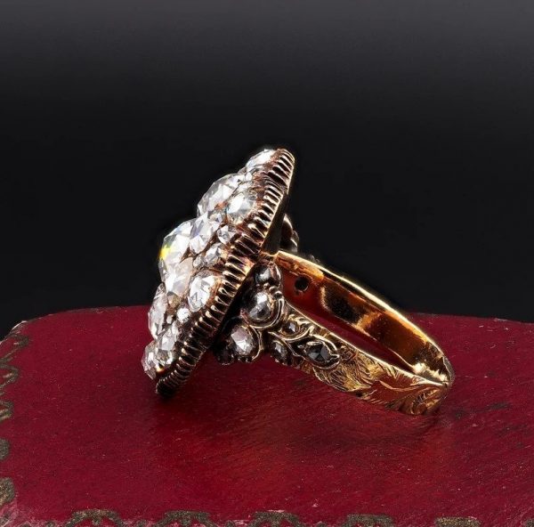 Antique Georgian 4.5ct Rose Cut Diamond Cluster Ring