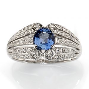 Sapphire and Diamond Bombe Style Ring