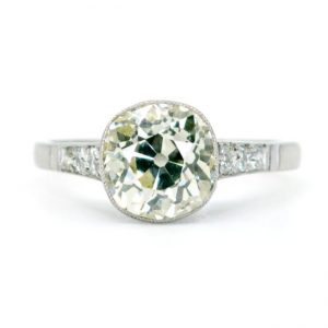 Art Deco 2.62ct Old Mine Cut Diamond Solitaire Engagement Ring in Platinum