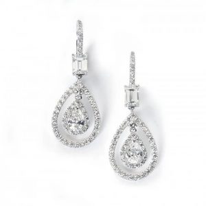 GIA Certified 5.1ct Diamond Pear Cluster Drop Earrings