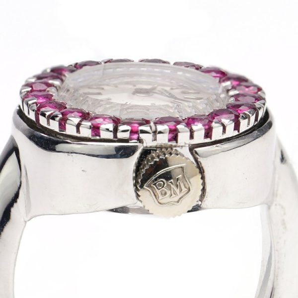 Vintage ladies Baume and Mercier Platinum Watch Ring with Rubies