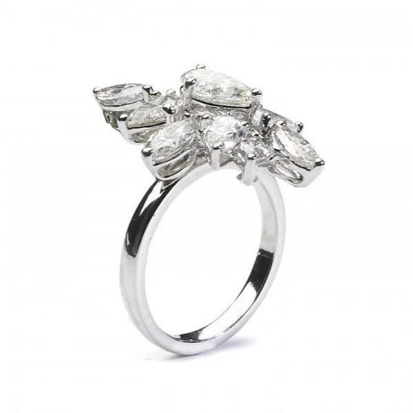 3.71ct Fancy Diamond Cluster Dress Ring in Platinum
