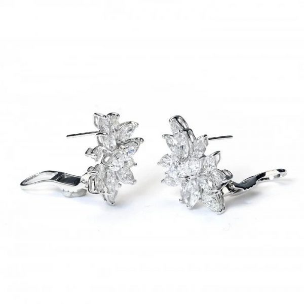 Fancy Diamond Cluster Earrings, 10.61 carat total, in platinum and 18ct white gold