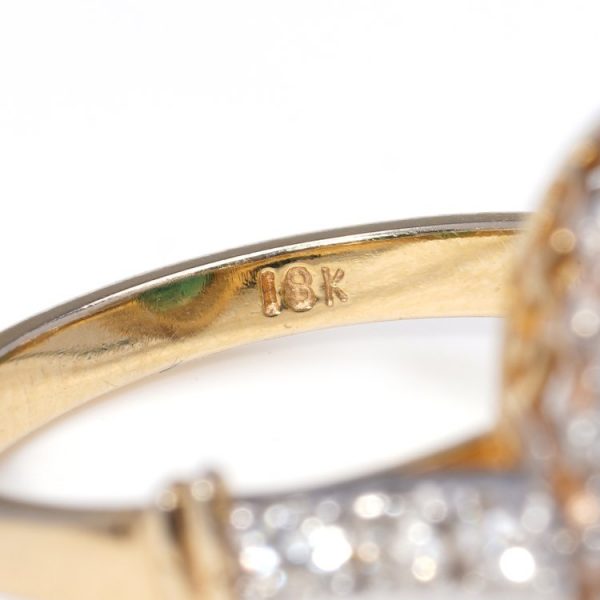 4ct Zambian Emerald and Diamond Cluster Ring in 18ct Yellow Gold, minor oil