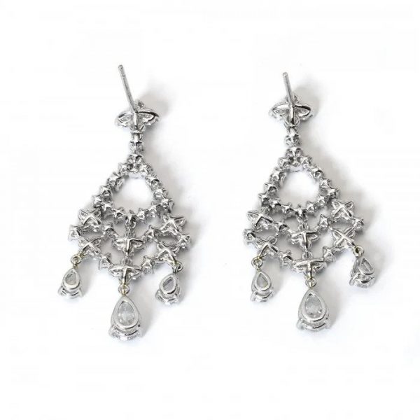 Contemporary Diamond Chandelier Drop Earrings in Platinum, 5.32 carats
