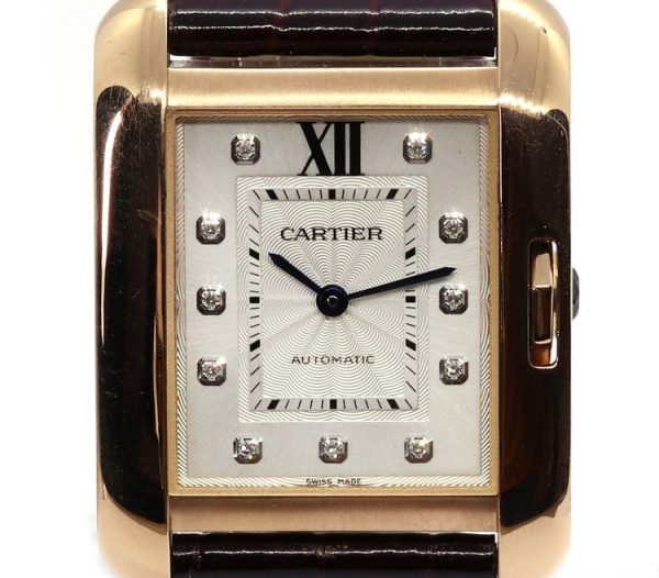 Cartier Tank Anglaise 18ct Rose Gold Automatic Watch with Diamonds, Ref 3508