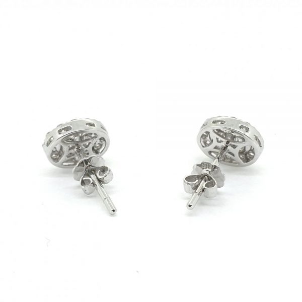 Brilliant and Baguette Diamond Cluster Stud Earrings, 0.66 carats
