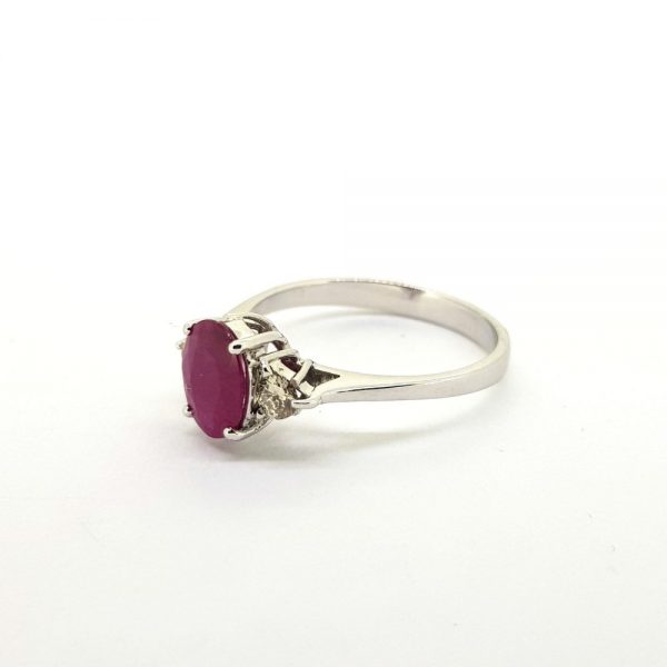 Ruby and Diamond Trilogy Ring in 18ct White Gold