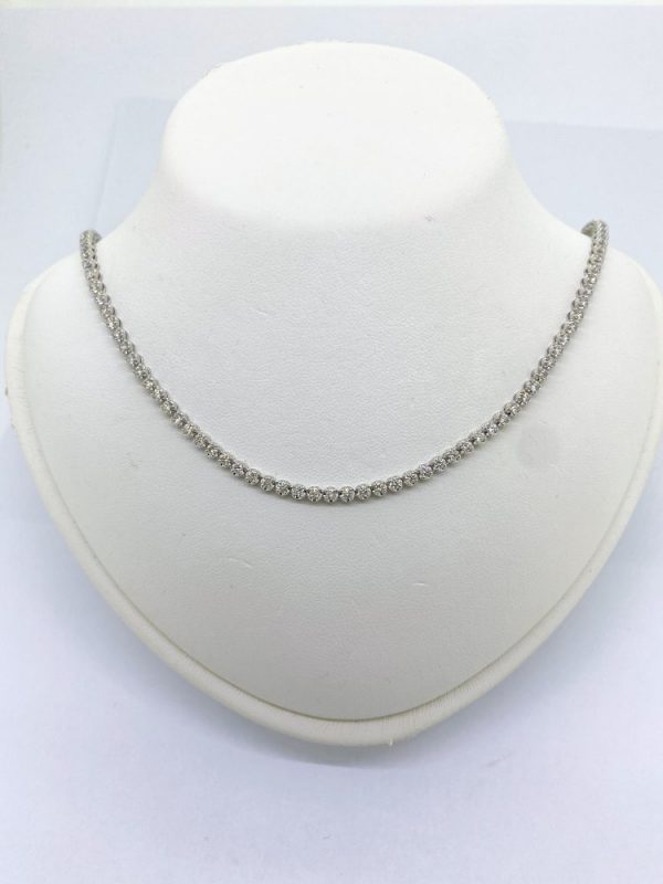 Diamond Line Necklace in 18ct White Gold, 5.28 carat total