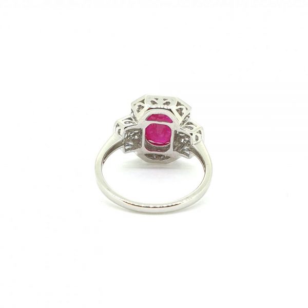 2.15ct Oval Ruby and Diamond Cluster Dress Ring in 18ct White Gold