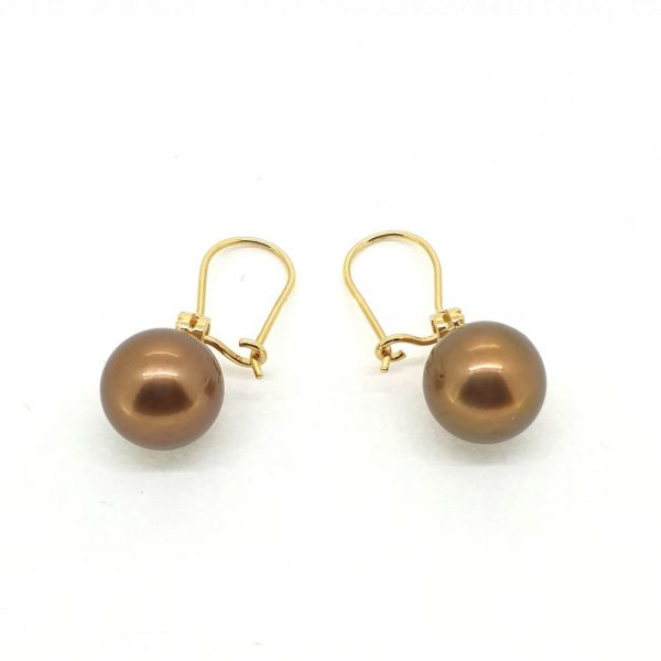 Chocolate Tahitian Pearl and Diamond Drop Earrings