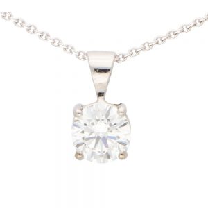 GIA Certified 0.90ct Brilliant Cut Diamond Solitaire Pendant; single stone 0.90 carat round brilliant-cut diamond four-claw set in 18ct white gold with GIA certificate, G colour, SI1 clarity