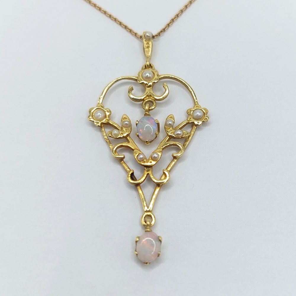 Antique Victorian Opal and Pearl Pendant Necklace - Jewellery Discovery