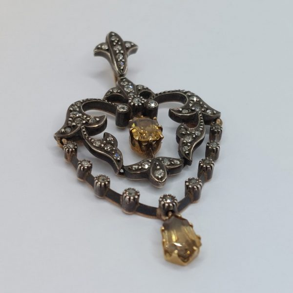 Antique Victorian Zircon & Diamond Pendant Necklace