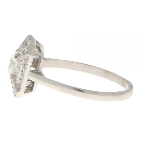 Art Deco Style 0.48ct Old Cut Diamond Cluster Ring in Platinum
