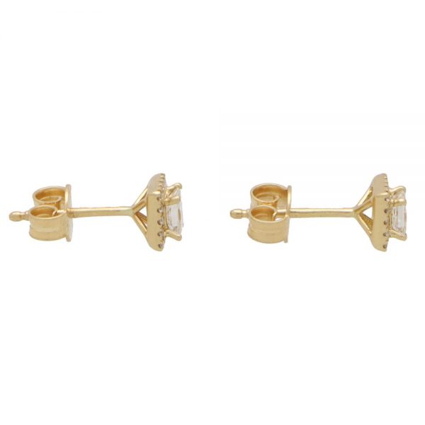 0.50ct Princess Cut Diamond Halo Cluster Stud Earrings