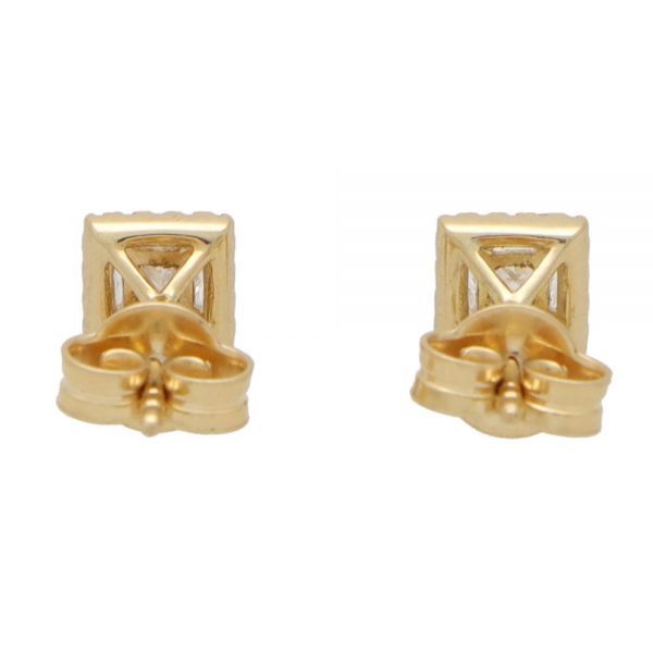 0.50ct Princess Cut Diamond Halo Cluster Stud Earrings