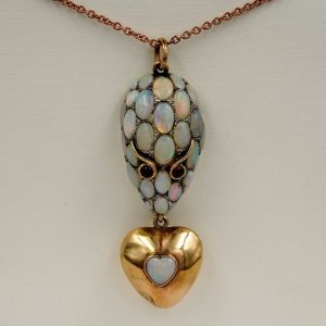 Antique Victorian Opal Opulence Ruby Eyed Snake Pendant
