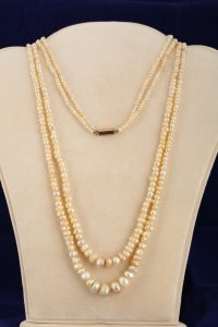 Antique Victorian Stunning Gigantic Double Strand Natural Basra Pearl Necklace